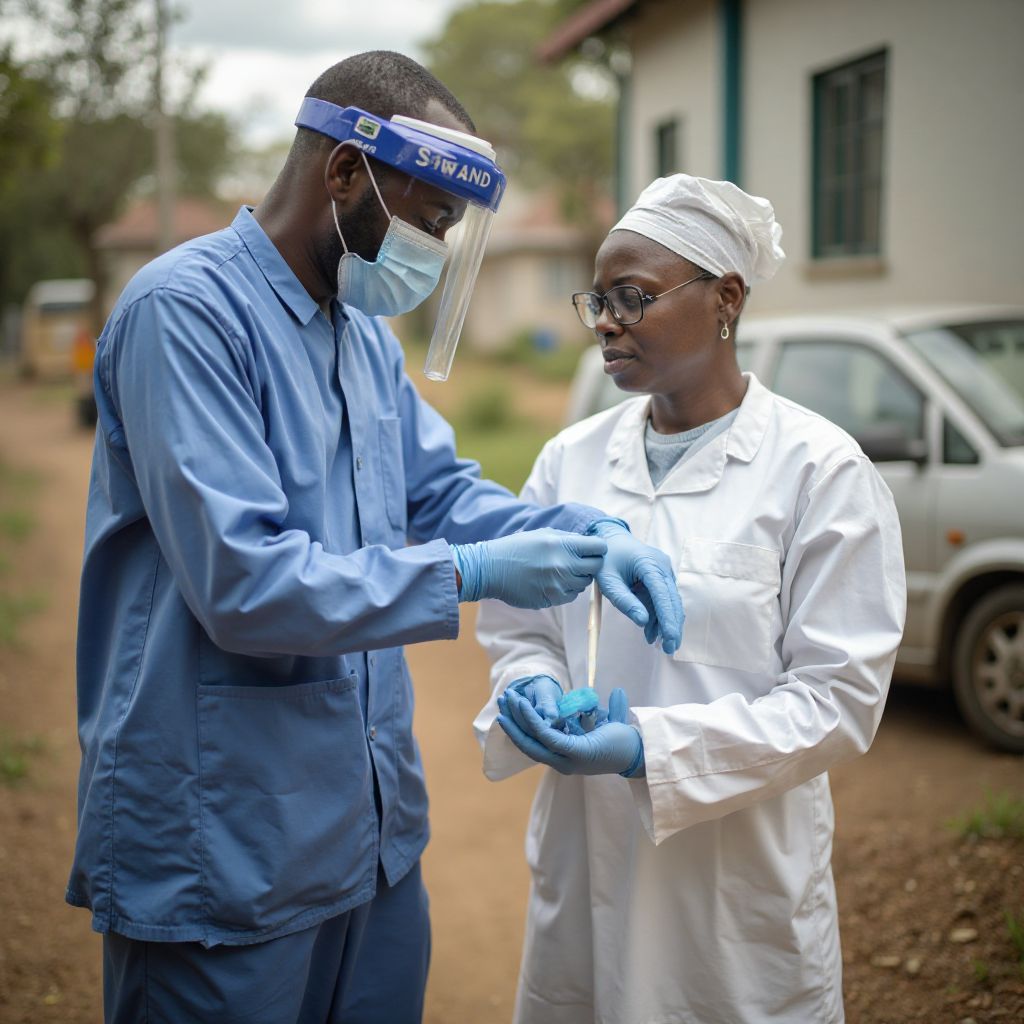 Osise ilera ti n ṣayẹwo didara omi